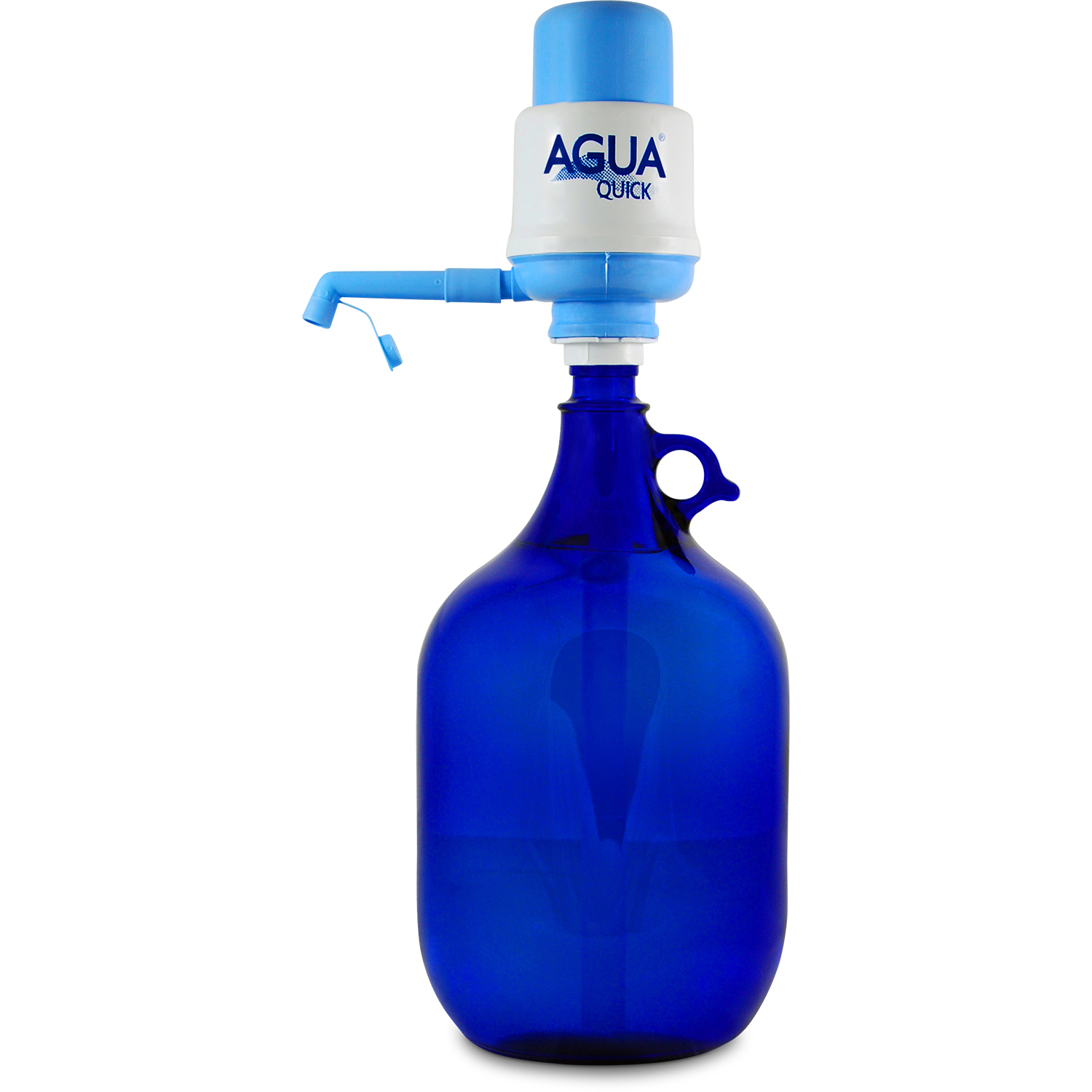 Glasflasche 5 L. mit Wasserpumpe Standard blau